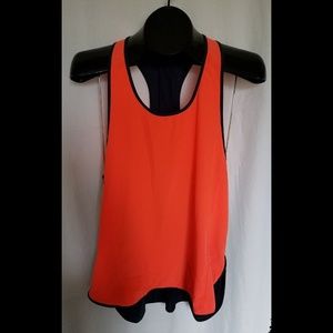 LULULEMON Pump it Up Sz 8 Orange & Navy Blue Tank